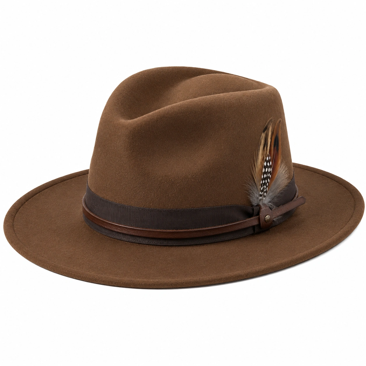 Chapeau Fédora avec Plume - Brun-cozyverix
