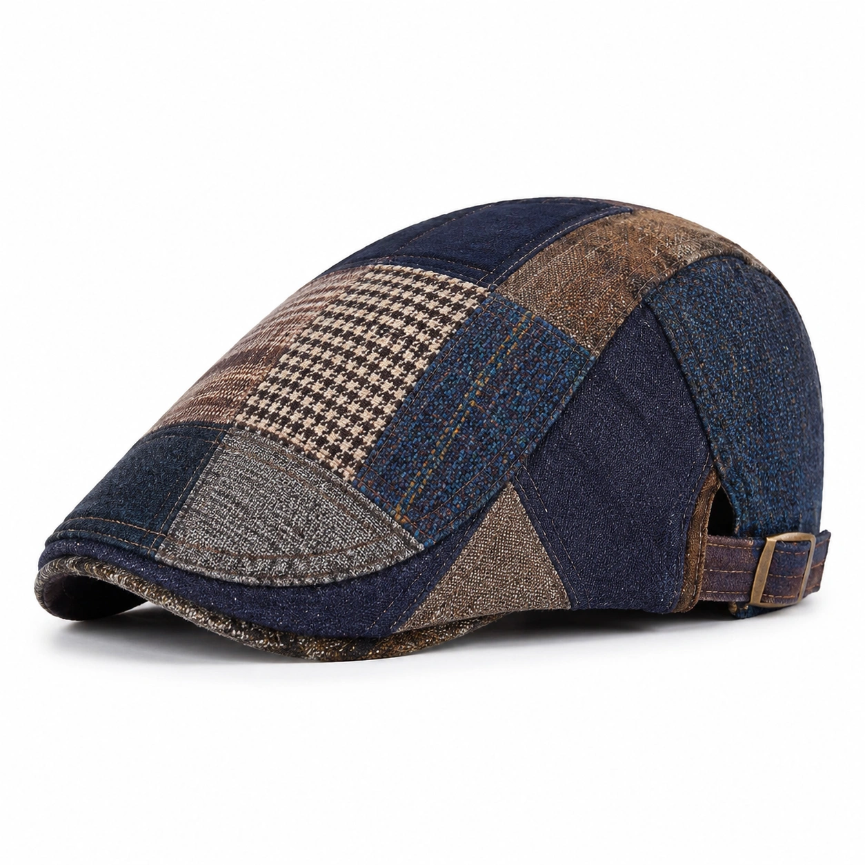 Casquette Plate Patchwork Multicolore Réglable-cozyverix