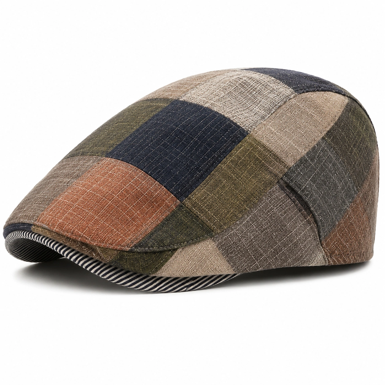 Casquette Plate Patchwork Multicolore Rétro-cozyverix