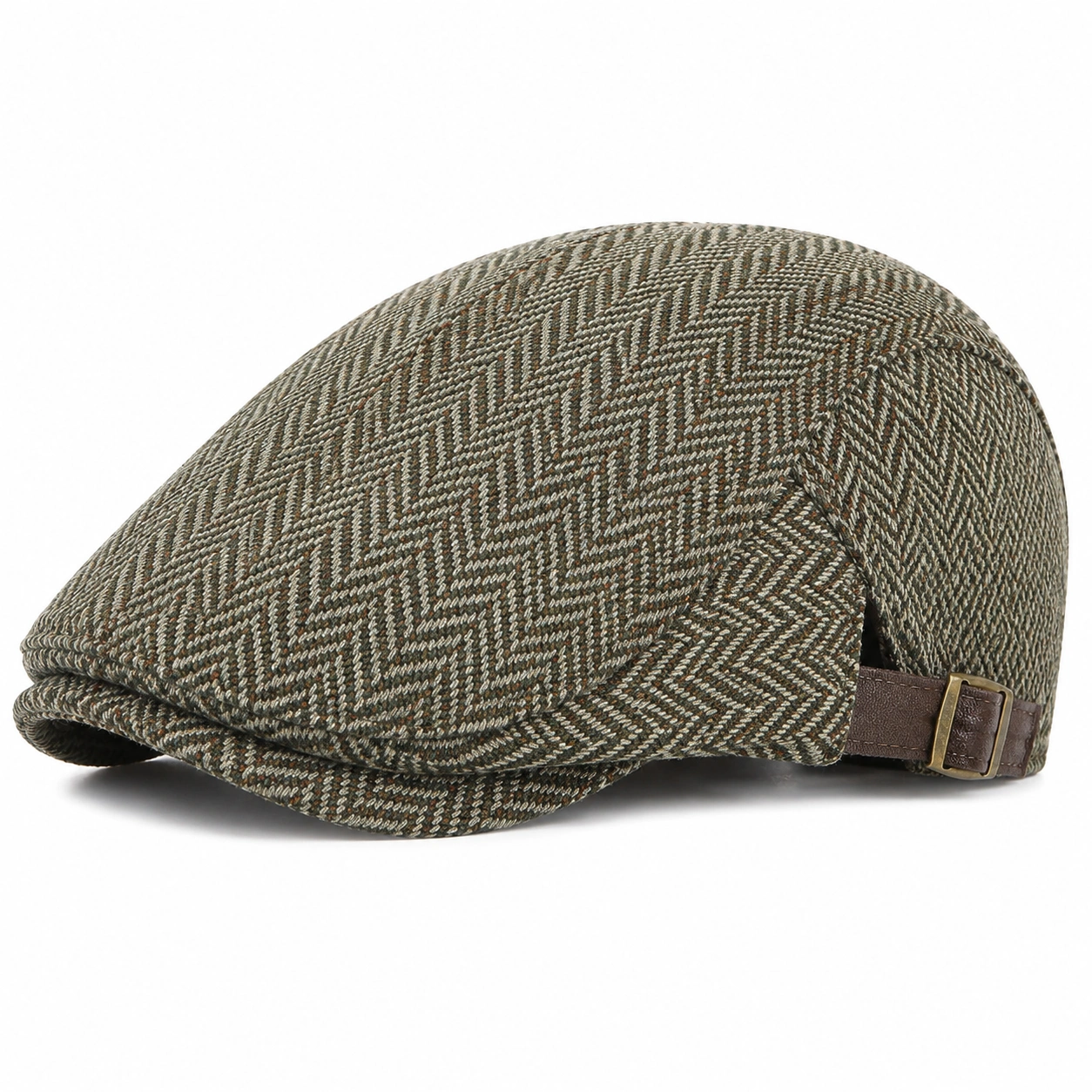 Casquette plate réglable à chevrons marron pour adulte-cozyverix