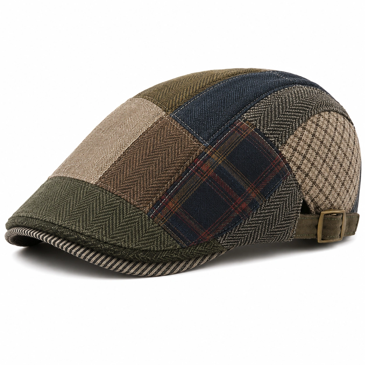 Casquette Patchwork Style Vintage Multicolore-cozyverix