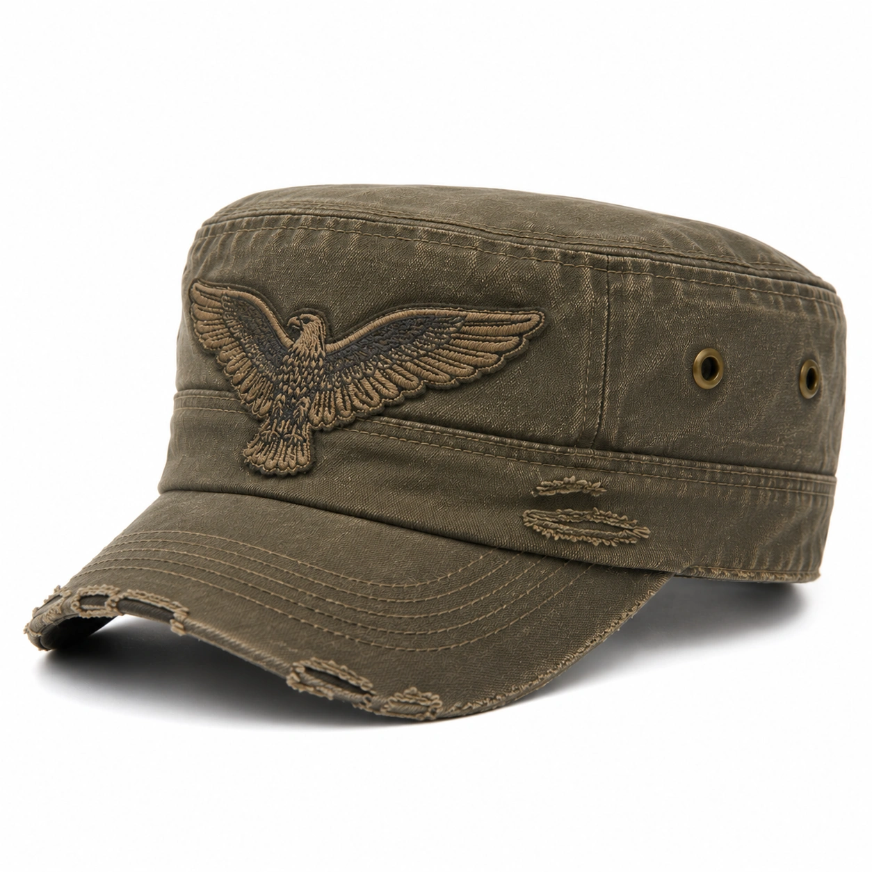 Casquette kaki brodée d'un aigle vintage-cozyverix
