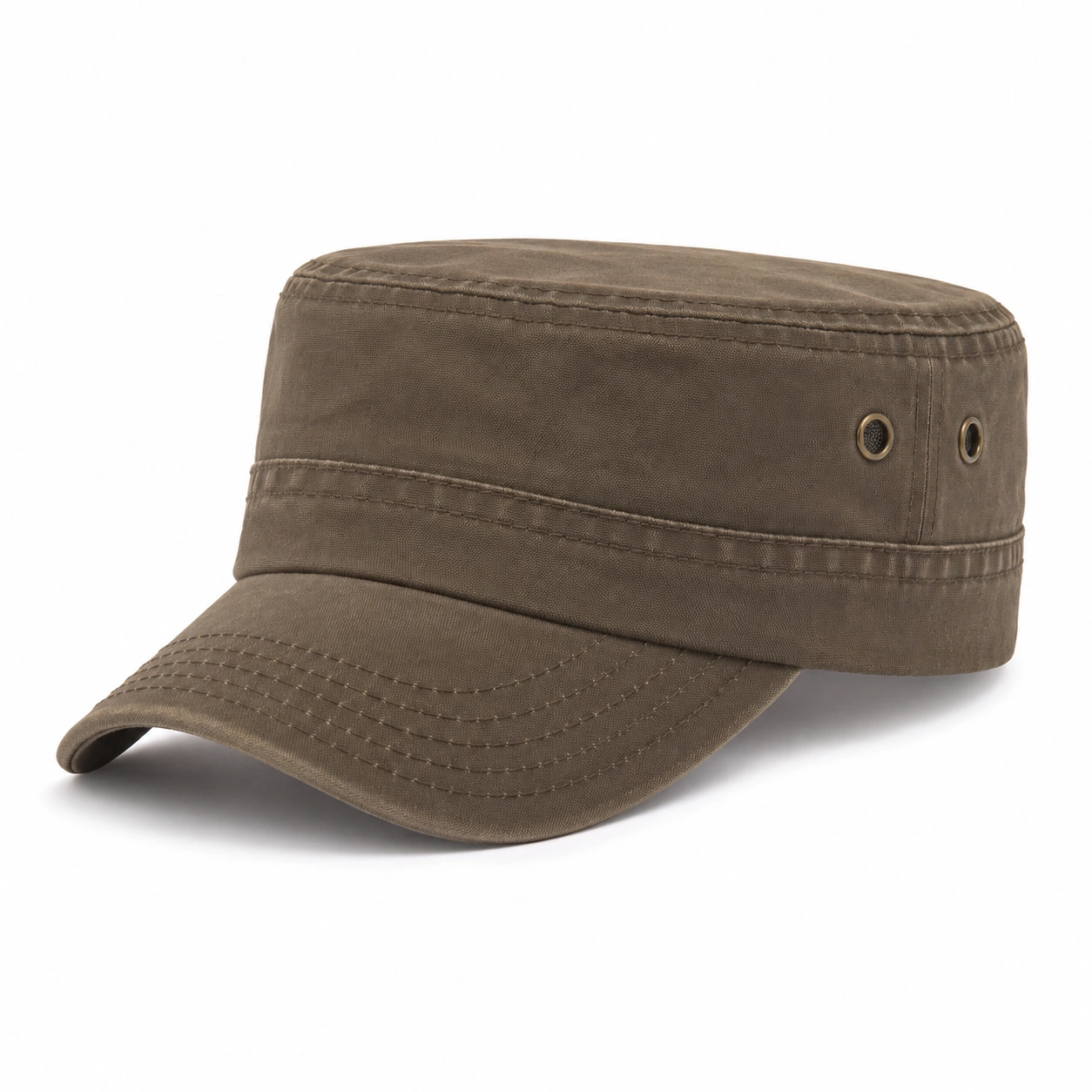 Casquette militaire unisexe brune à visière courbée-cozyverix
