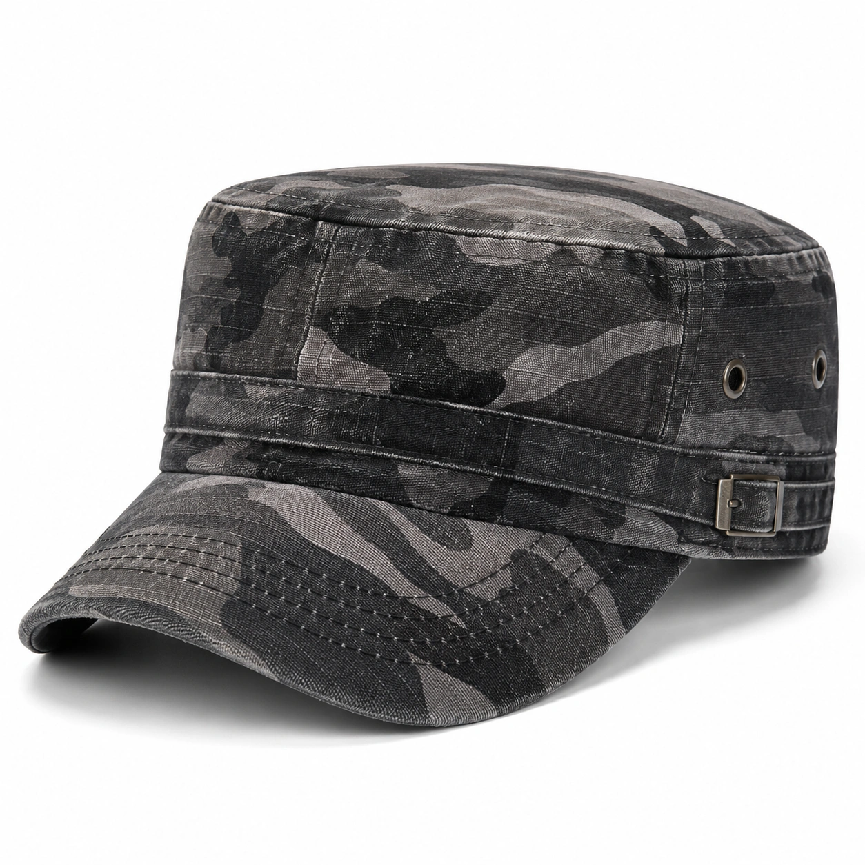 Casquette Militaire Camouflage Réglable Noir et Gris-cozyverix