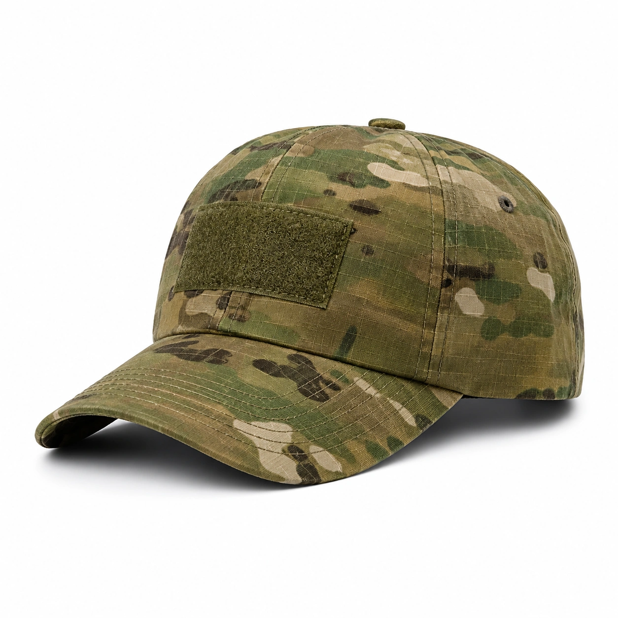 Casquette tactique ajustable camouflage vert avec patch Velcro-cozyverix