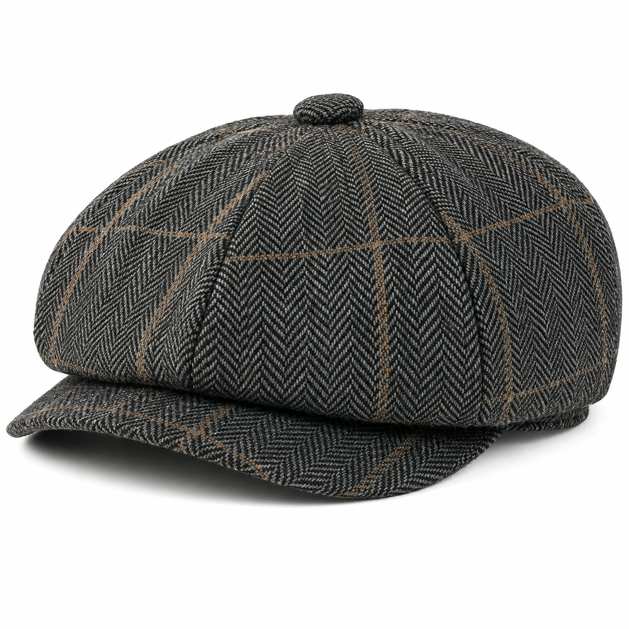 Casquette Gavroche Vintage à Carreaux Gris-cozyverix