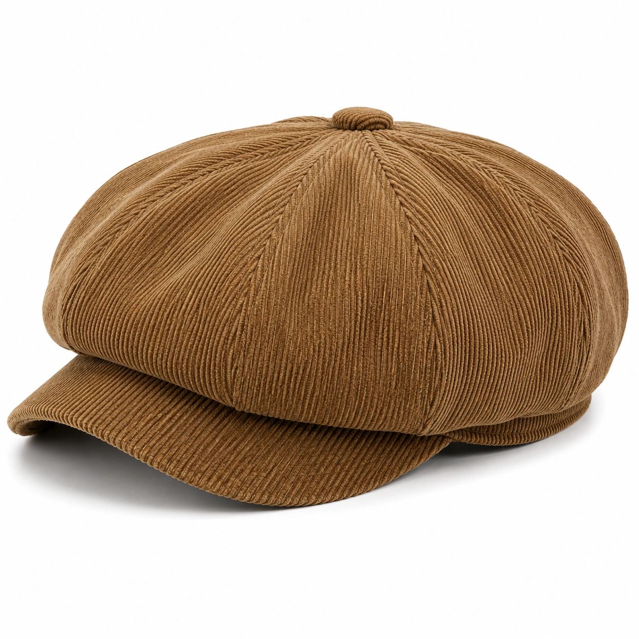 Casquette Gavroche en Velours Côtelé Marron-cozyverix