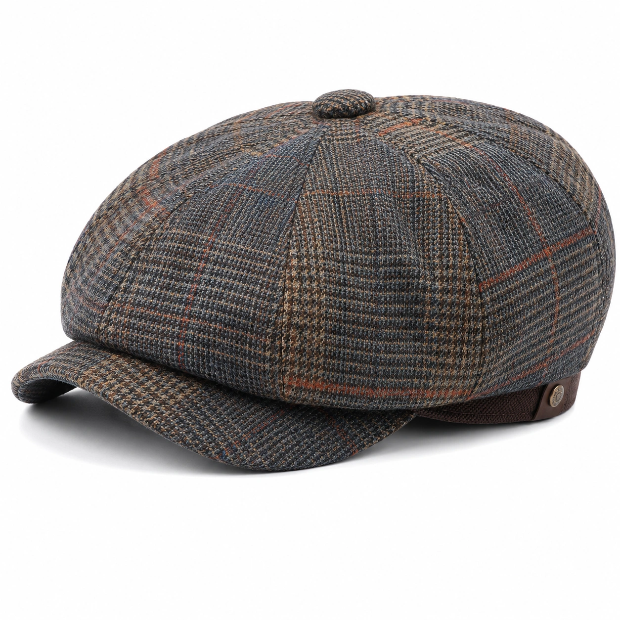 Casquette Gavroche Classique à Carreaux Marron et Gris-cozyverix