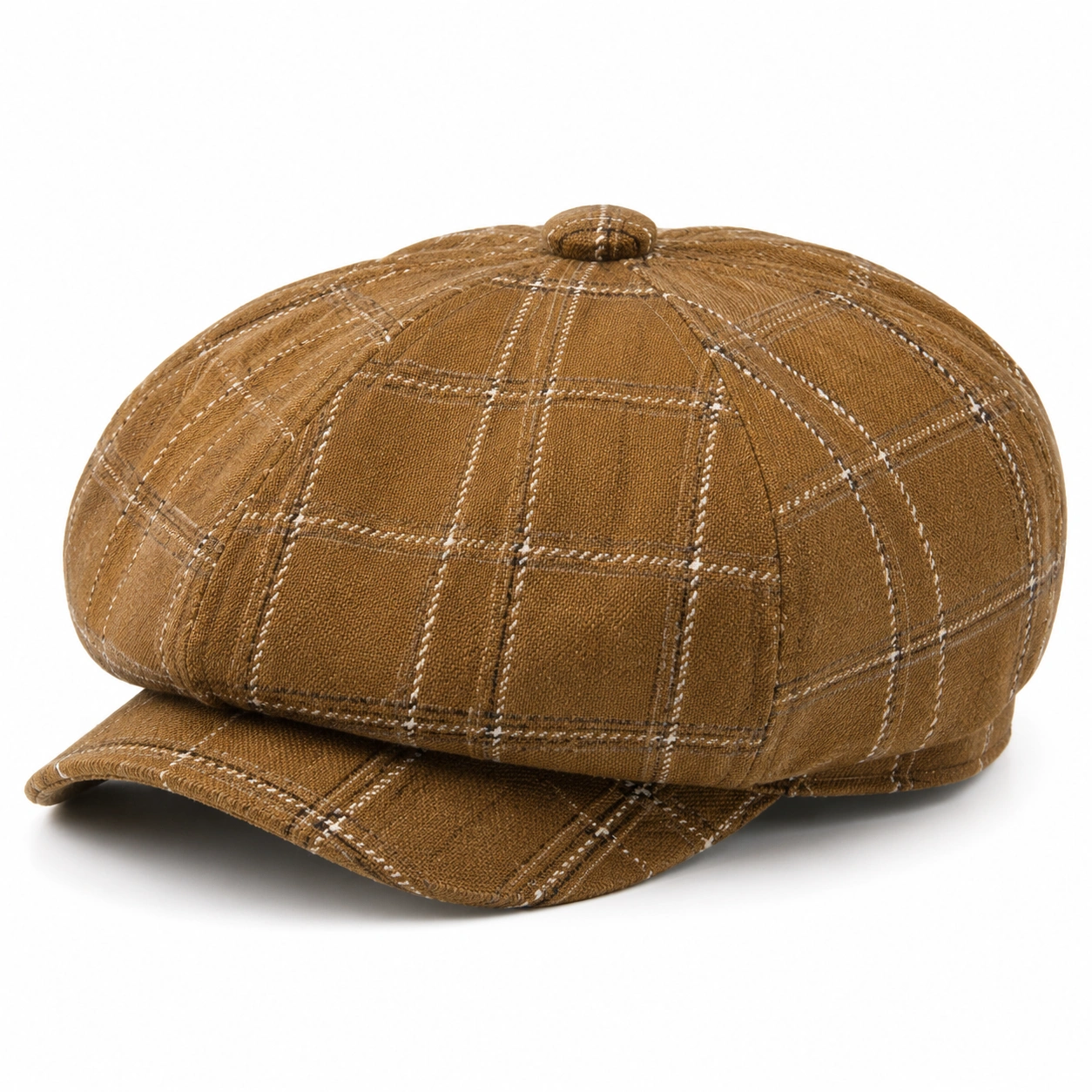 Casquette Gavroche à Carreaux Marron-cozyverix