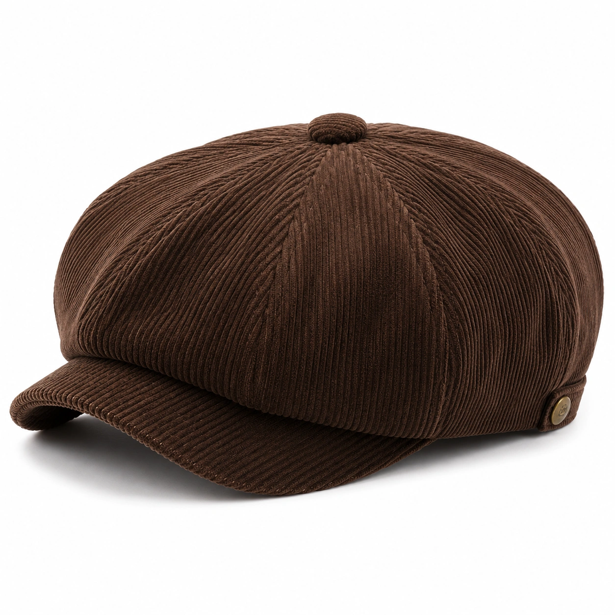 Casquette Gavroche Velours Côtelé Marron-cozyverix