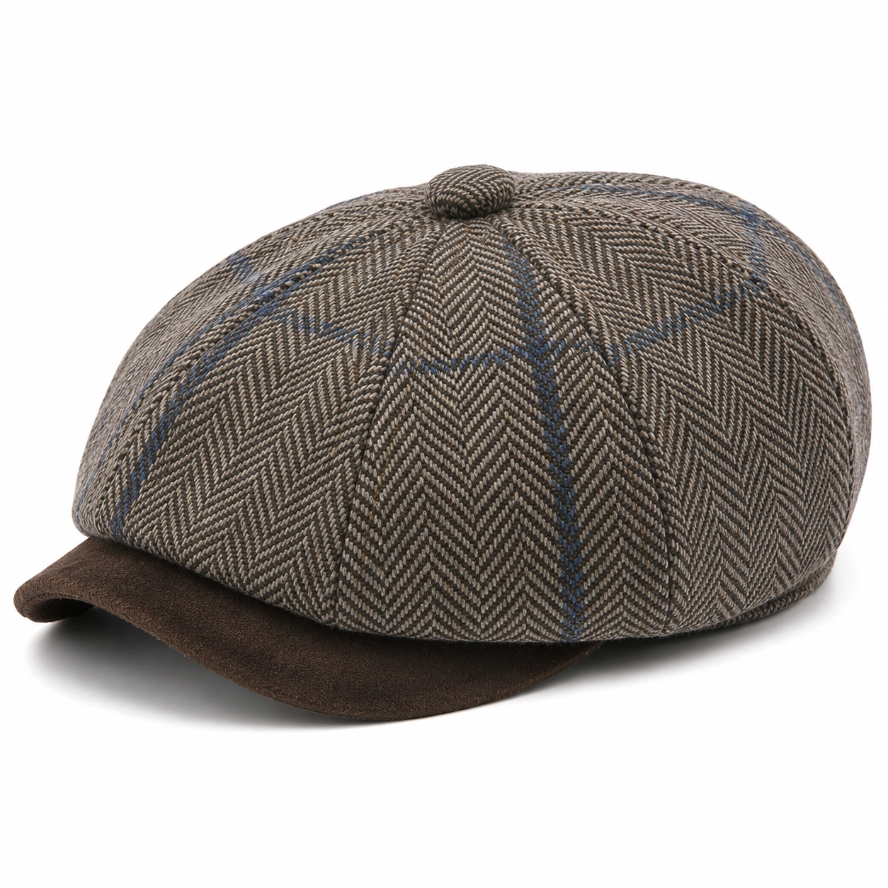 Casquette Gavroche Homme Marron à Chevrons-cozyverix