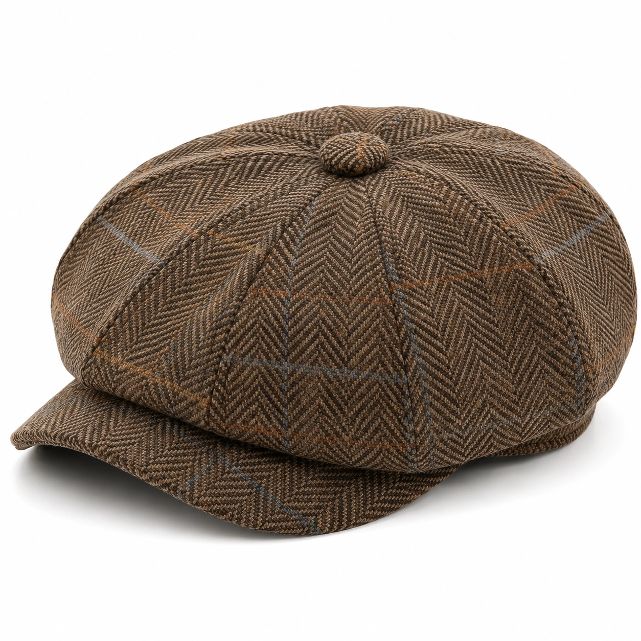 Casquette Gavroche à Motif Chevron Marron-cozyverix