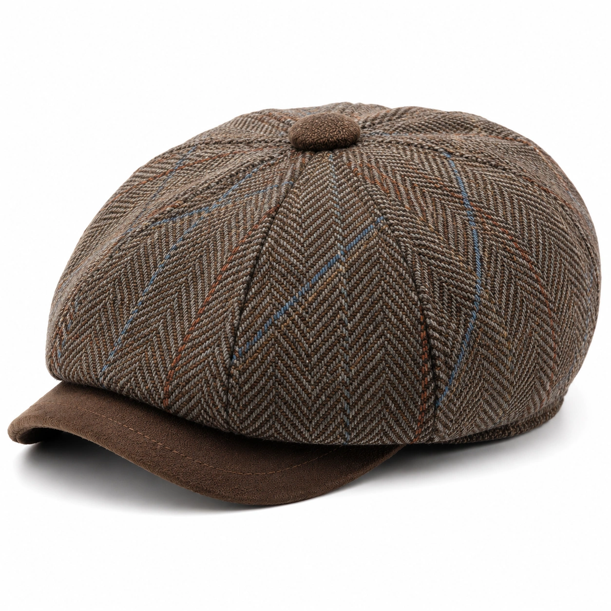 Casquette Gavroche Classique Marron à Chevrons-cozyverix