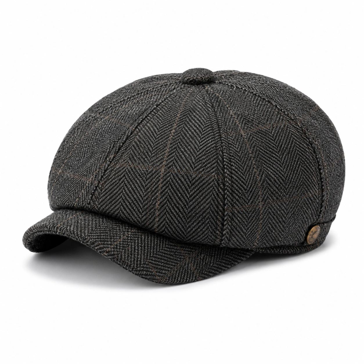 Casquette Gavroche Classique en Chevron Anthracite pour Homme-cozyverix