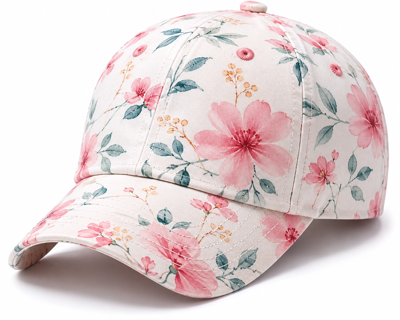Casquette à motif floral rose et vert-ulqorvexi