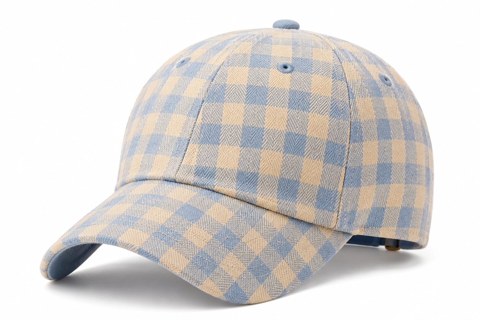 Casquette à carreaux bleu et beige réglable-ulqorvexi