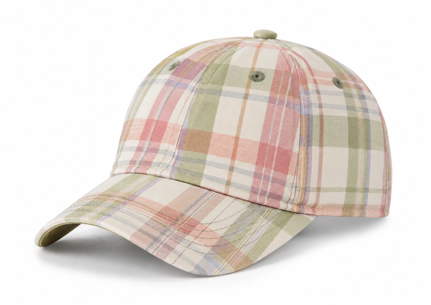 Casquette Unisexe à Carreaux Pastel Beige et Vert-ulqorvexi