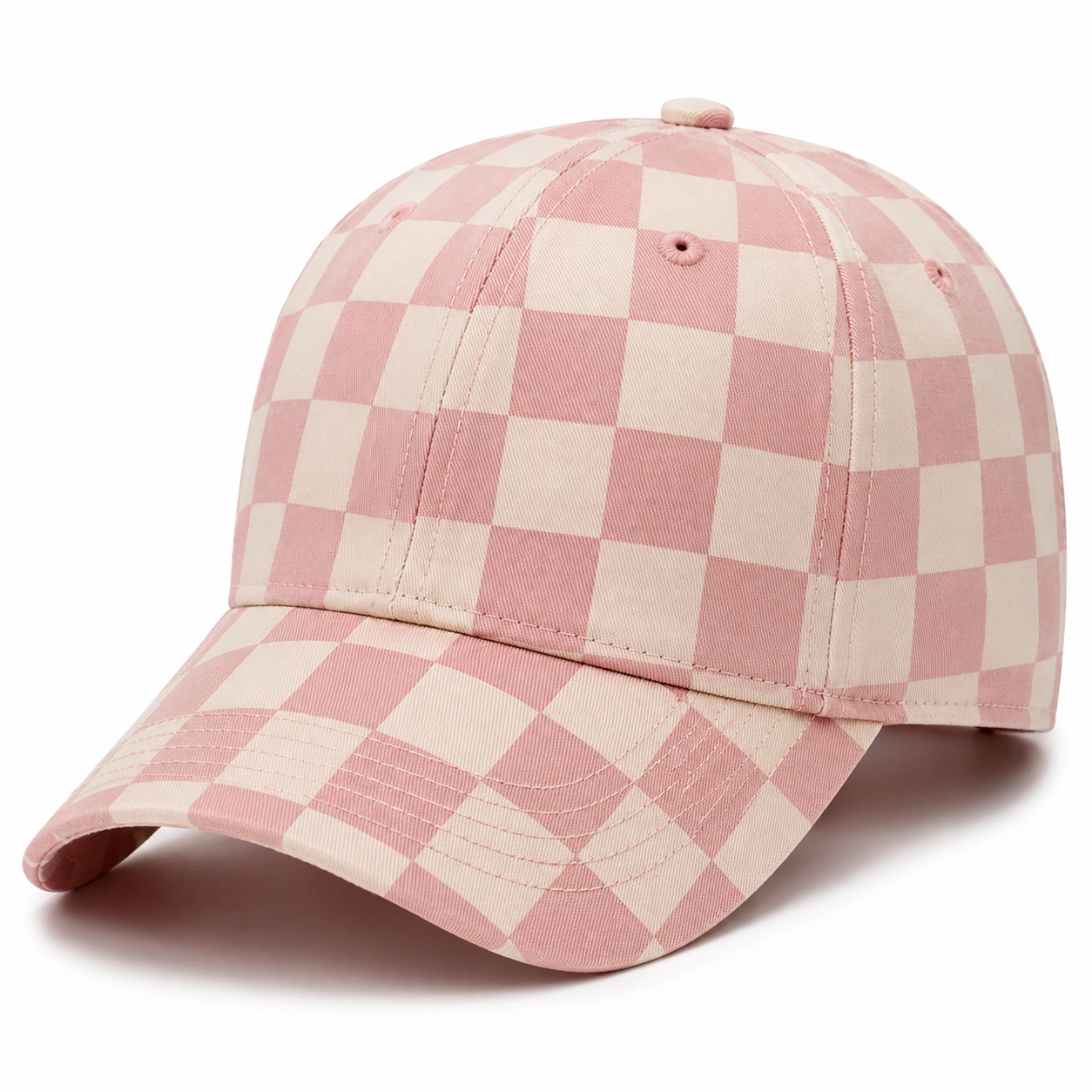 Casquette Carreaux Rose et Beige-ulqorvexi