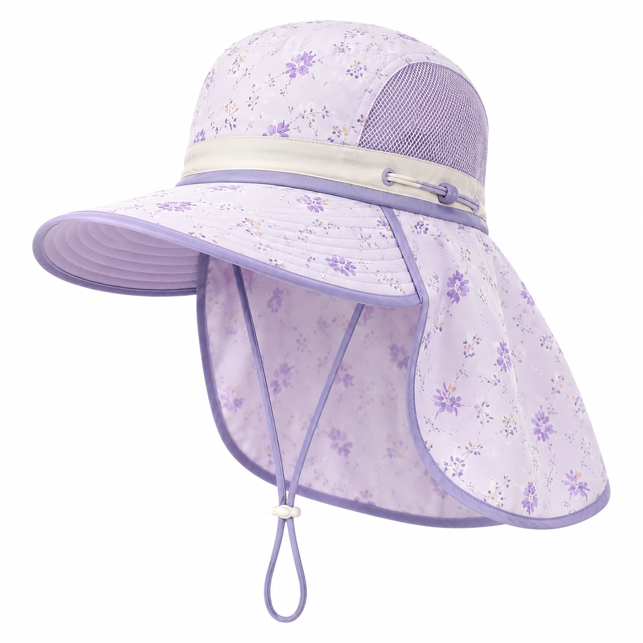 Chapeau de Soleil à Visière Large Motif Floral Lavande pour Femme-ulqorvexi