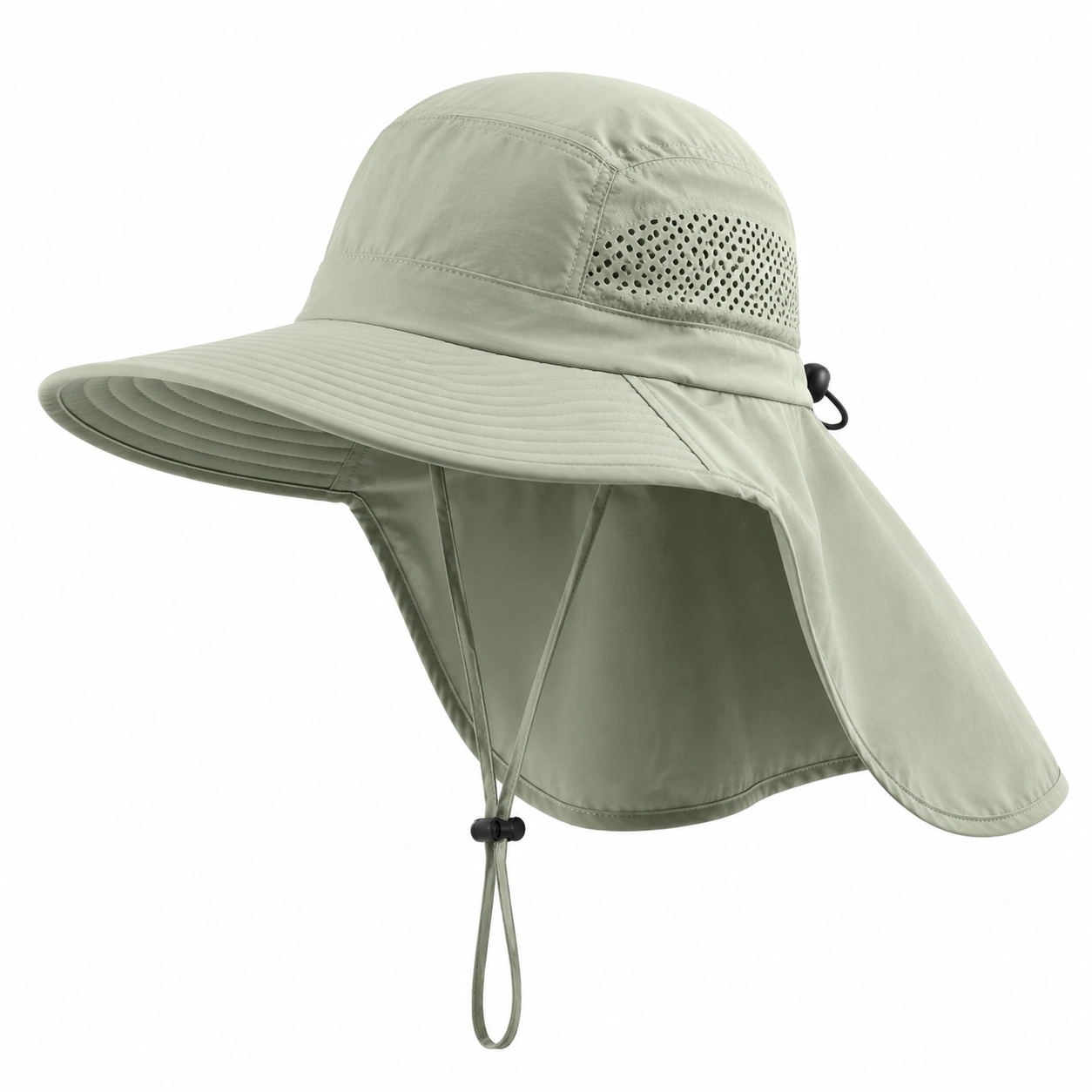 Chapeau de Protection Solaire avec Voile Amovible Vert-ulqorvexi