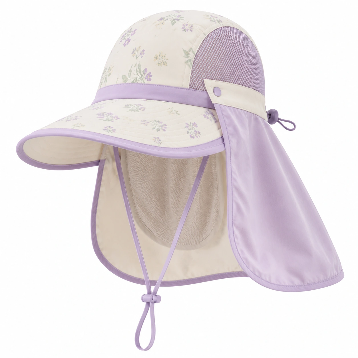 Chapeau de Soleil Floral Lavande avec Protection UPF-ulqorvexi