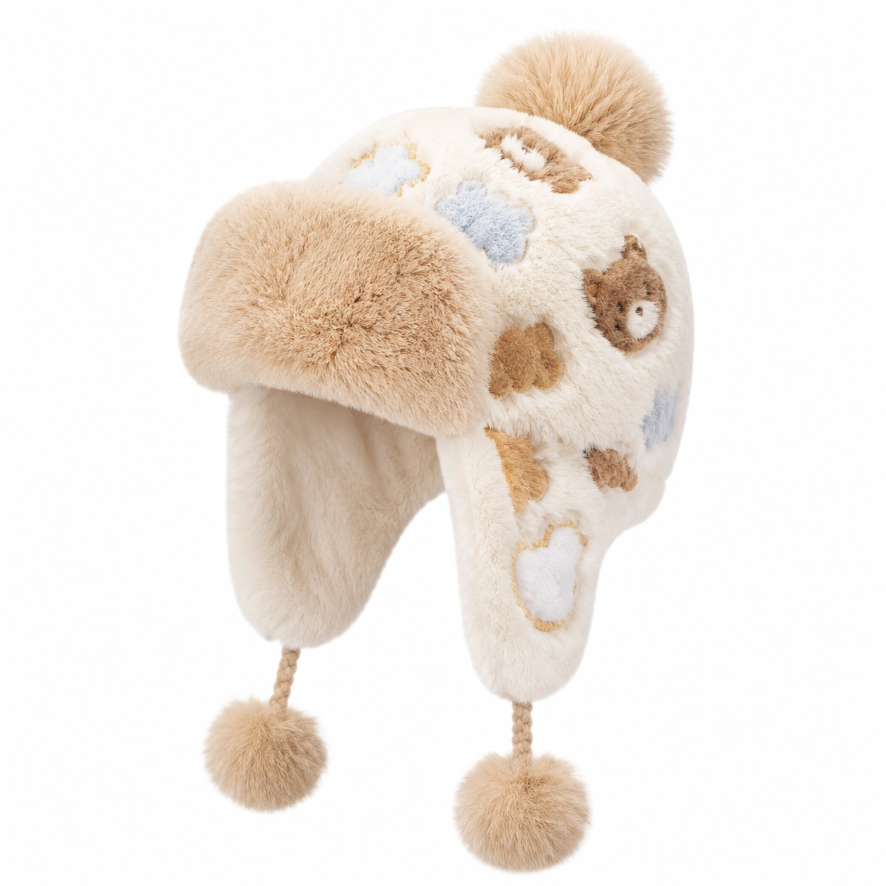 Chapeau Pilote Enfant Hiver Motif Ours Beige-ulqorvexi