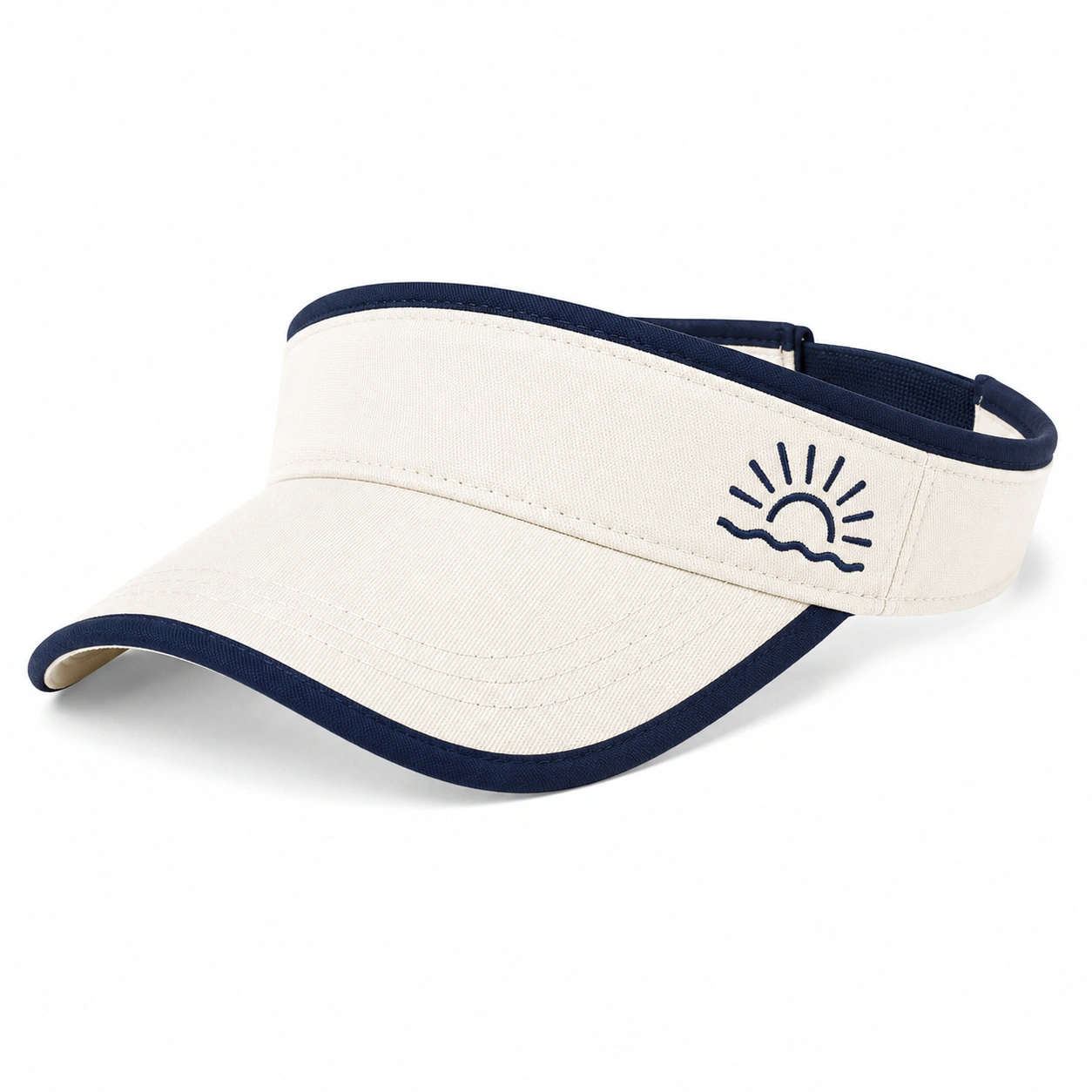 Visière de Tennis Beige avec Bord Bleu et Motif Soleil-ulqorvexi