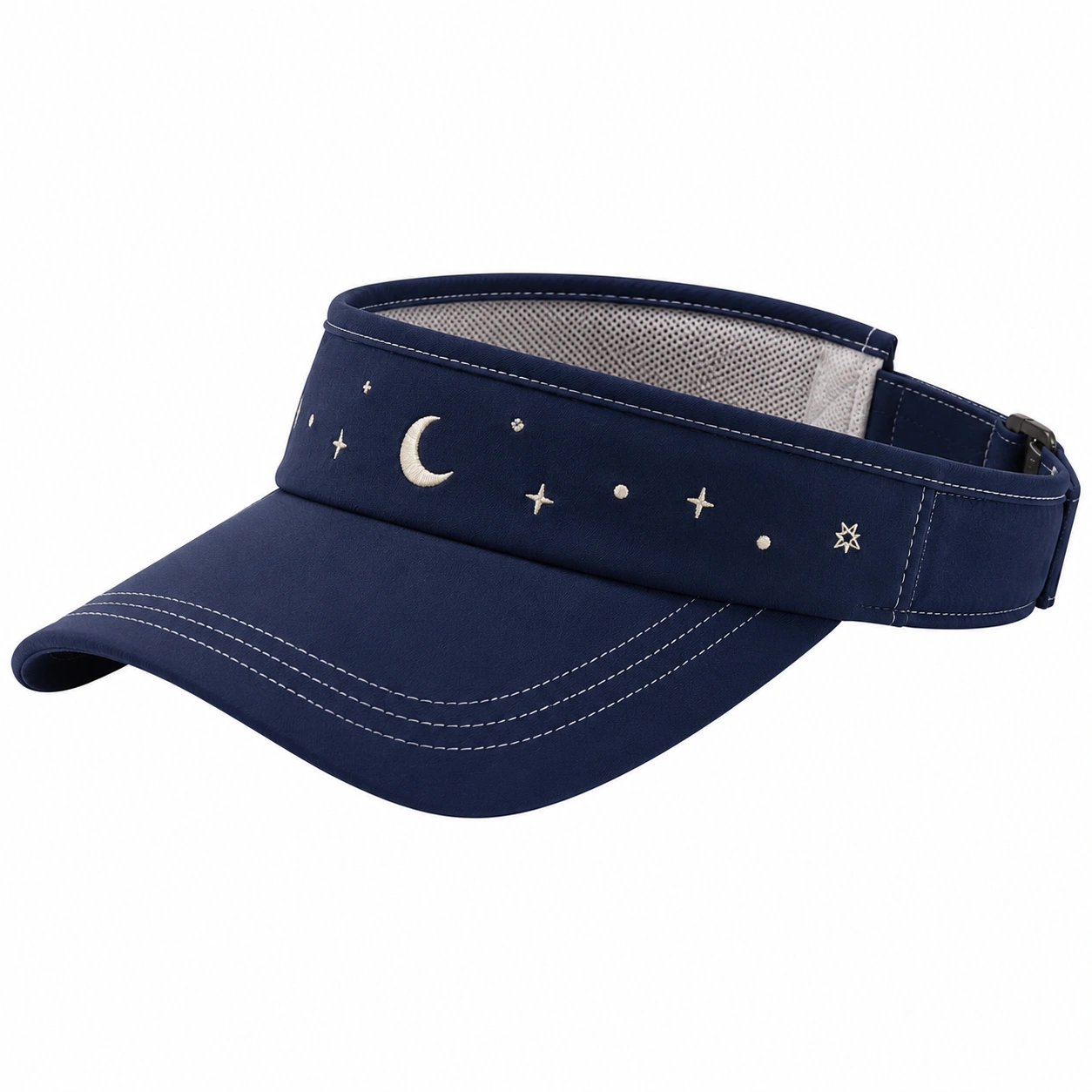 Visière Réglable Brodée de Motifs Lunaires Bleu Marine-ulqorvexi