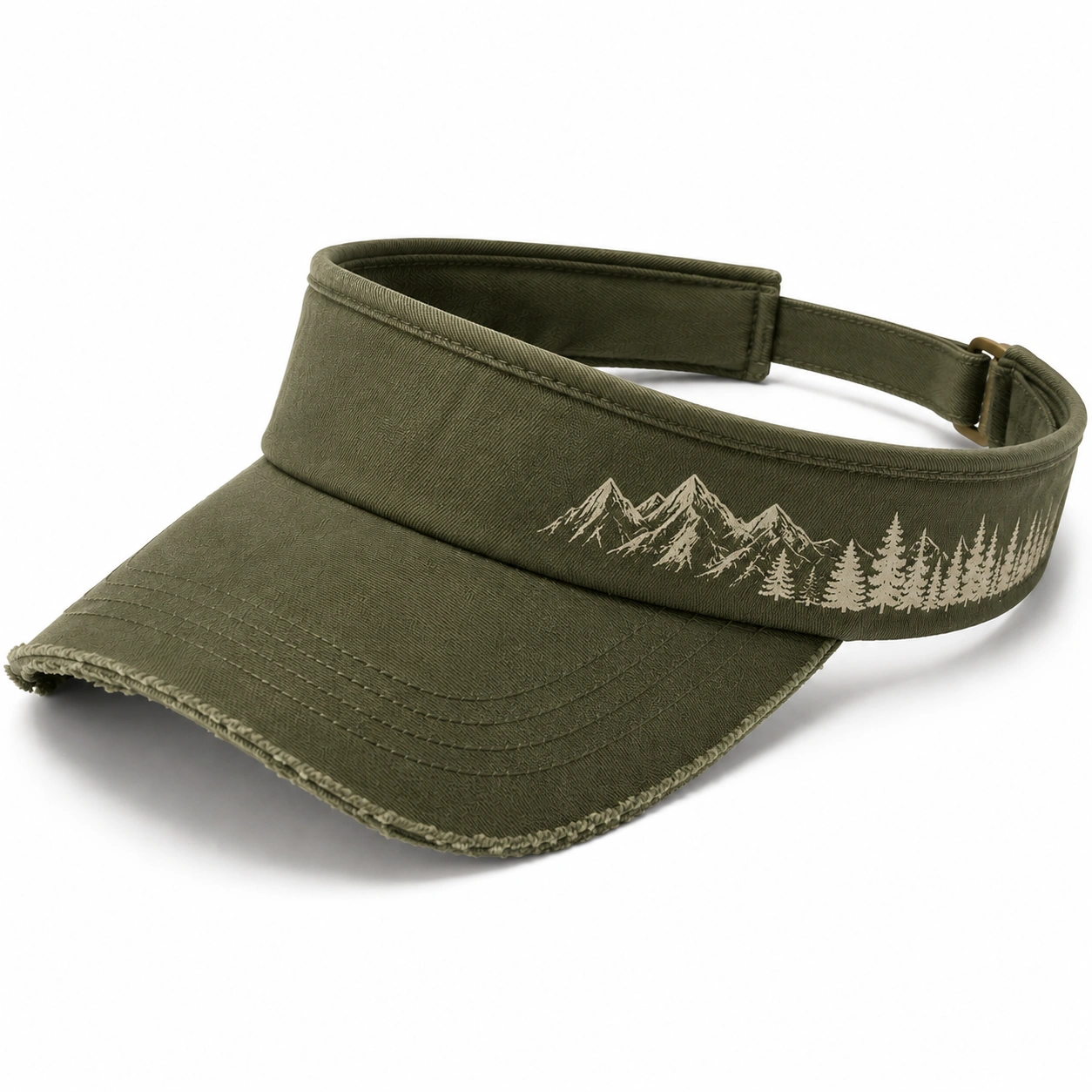 Visière de Sport Olive avec Motif Montagne et Arbres-ulqorvexi