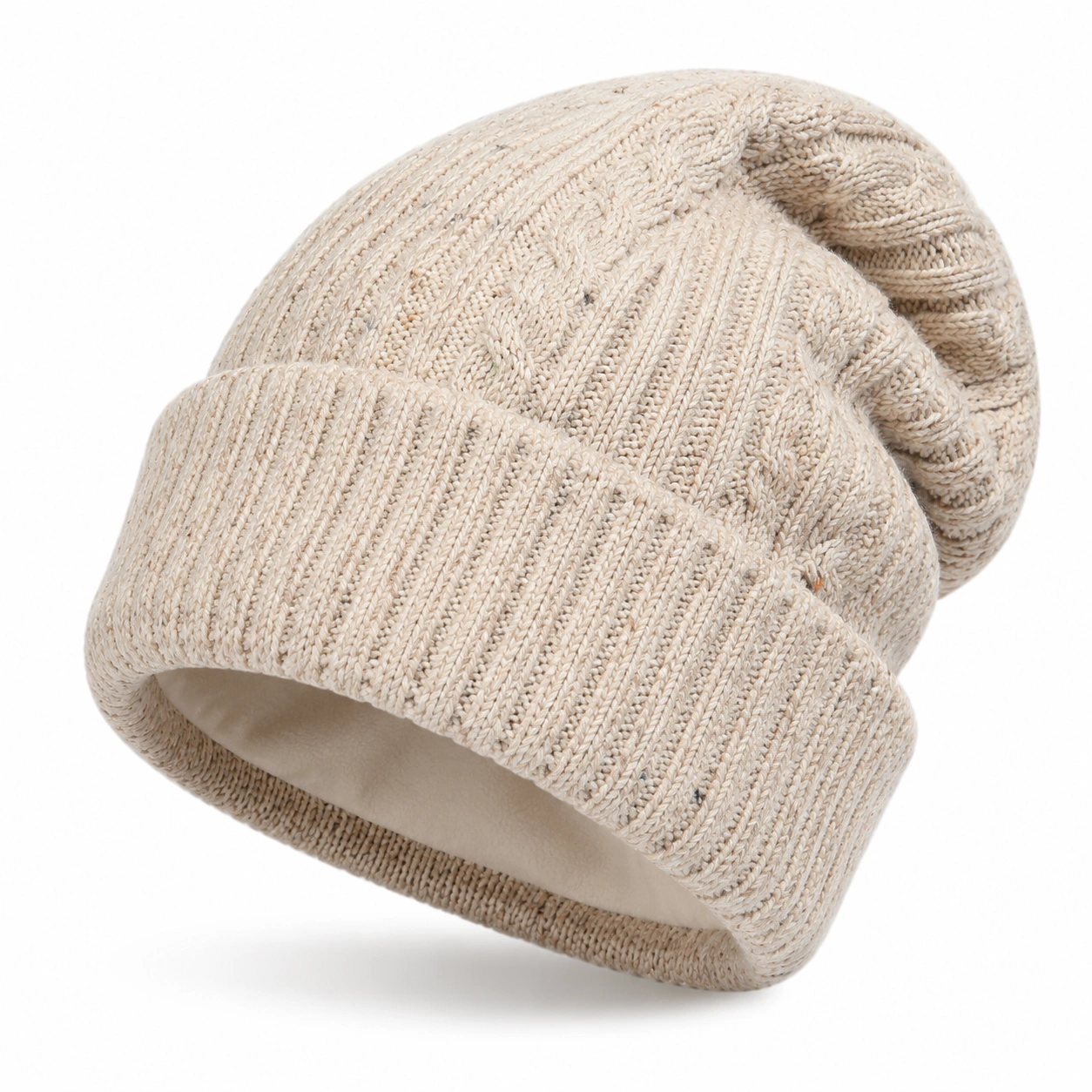 Bonnet en tricot torsadé beige pour adultes-ulqorvexi