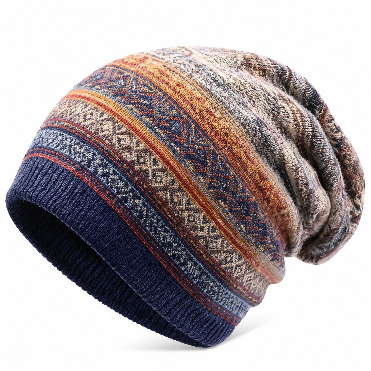 Bonnet tricot à motifs géométriques colorés-ulqorvexi