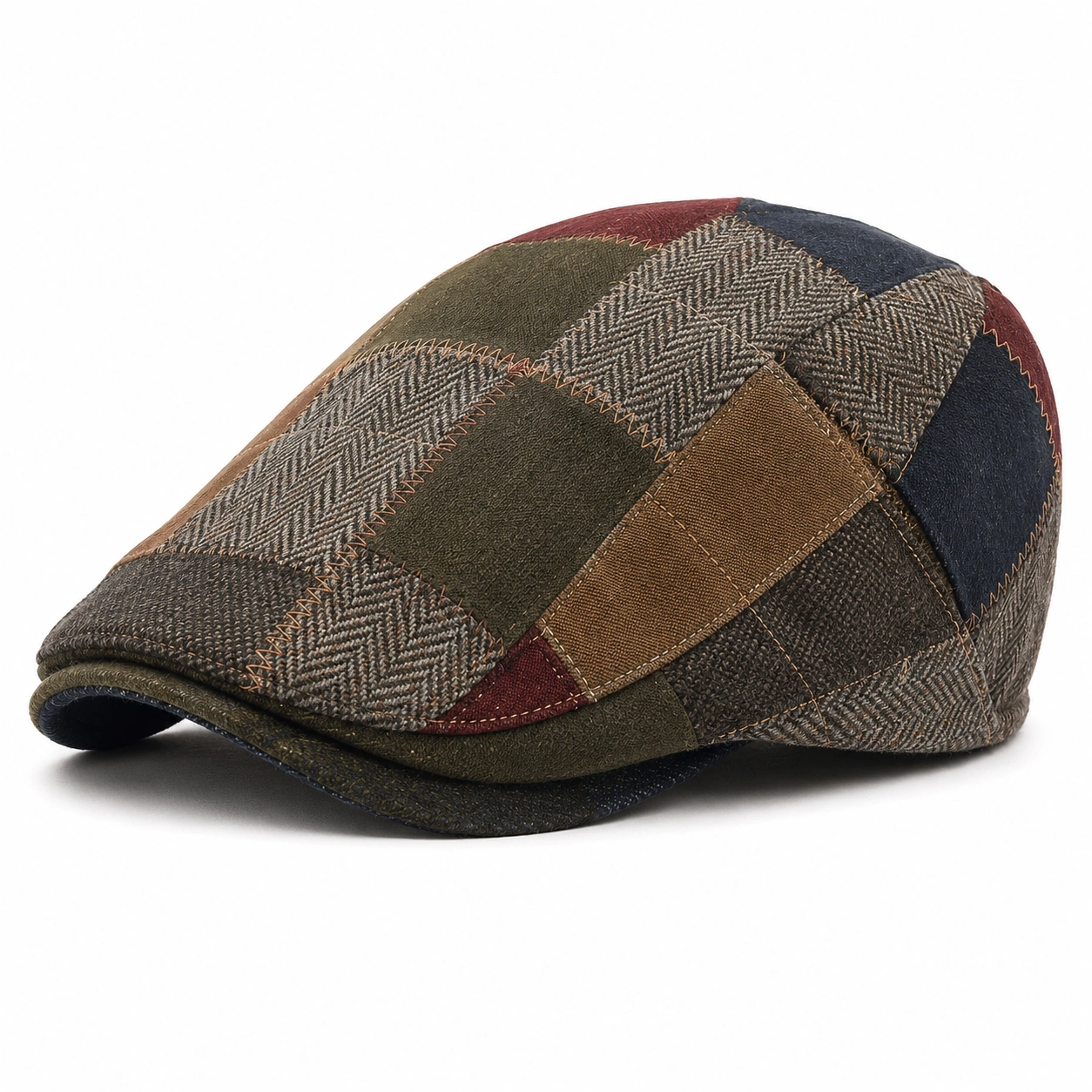 Casquette plate patchwork multicolore en laine pour adult-ulqorvexi