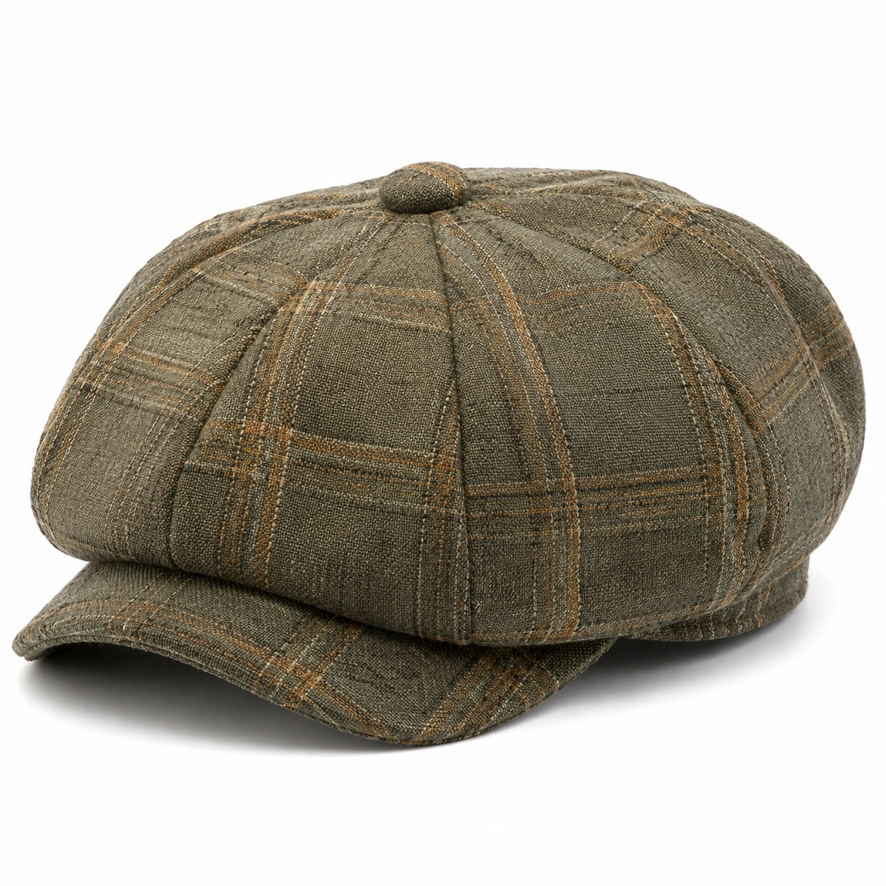Casquette Gavroche à Carreaux Vert Kaki-ulqorvexi