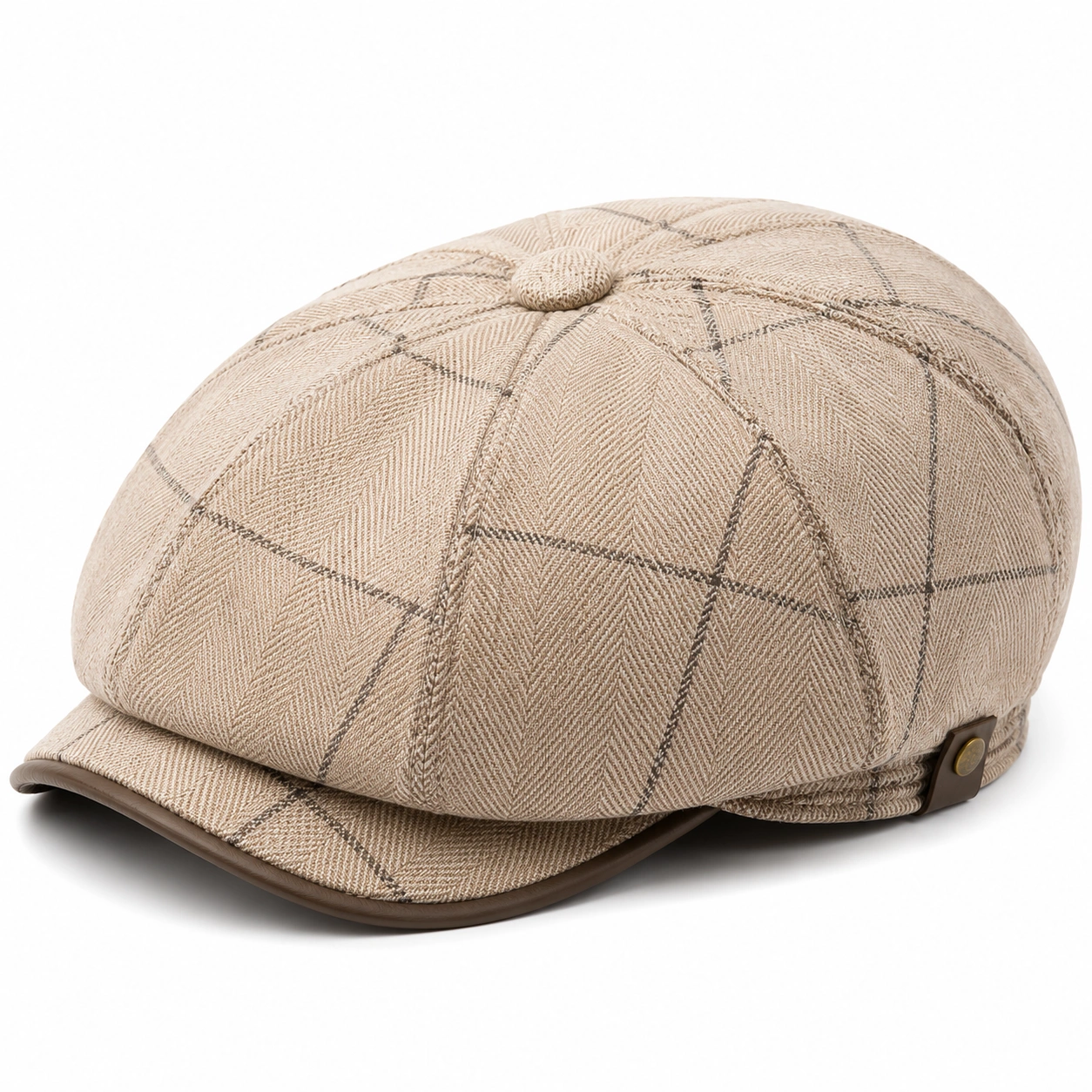 Casquette Gavroche à Motif Carreaux Beige-ulqorvexi