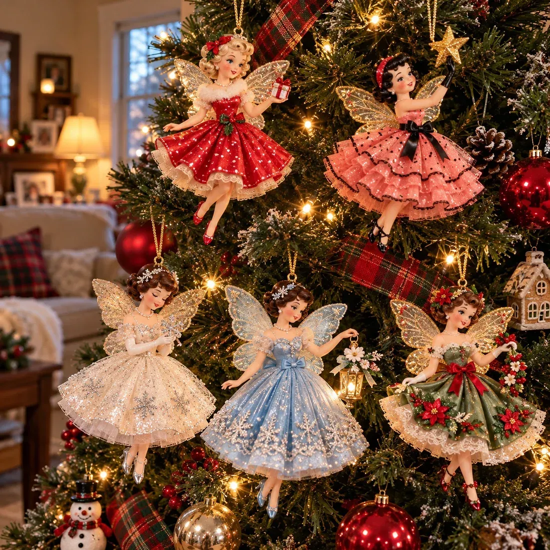 Vintage fairy Christmas ornament collection