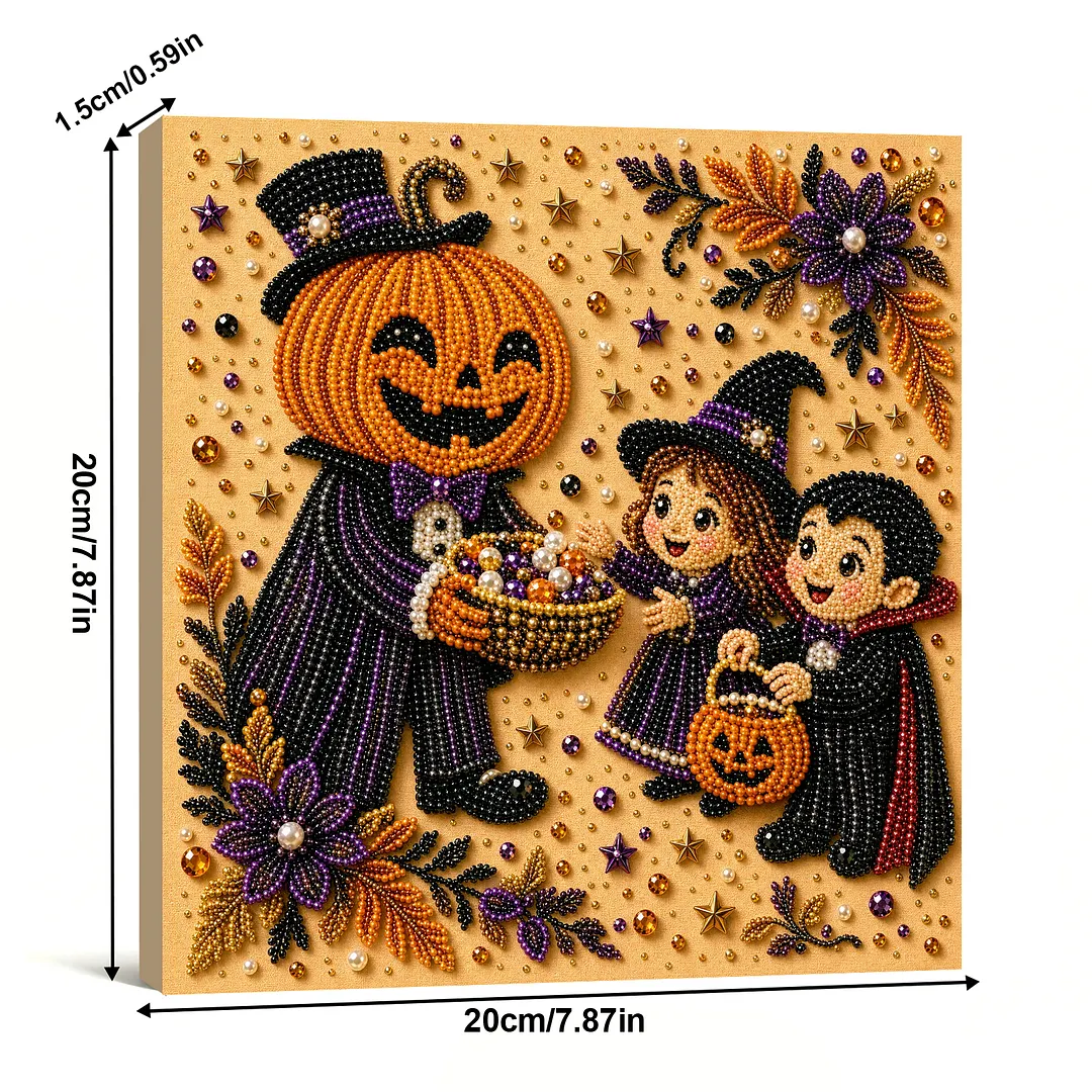 Framed Pumpkin As A Gift - Pearls Painting Kit DIY Diamond Painting Pearl Dot Crafts 20x20CM