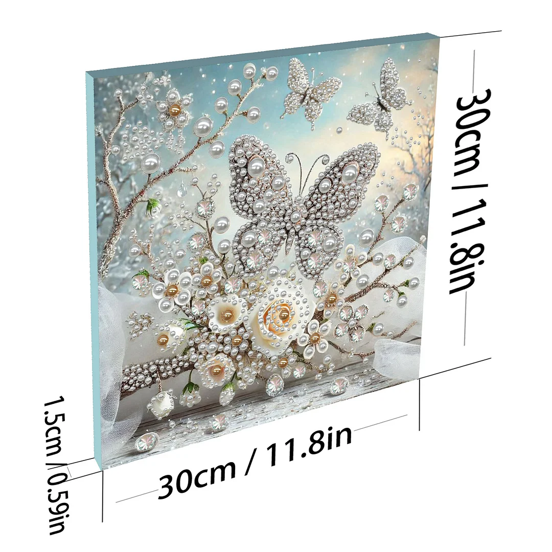 Framed Butterfly - Pearls Painting Kit for Creativity DIY Pearl Dot Crafts for Gift Home Wall Decor 30*30CM