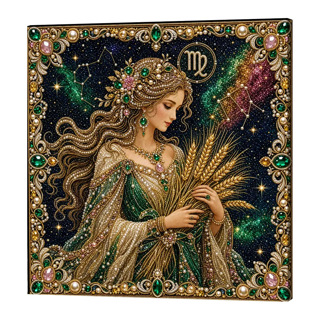 Framed Virgo - Pearls Painting Kit DIY Diamond Painting Pearl Dot Crafts 20x20CM