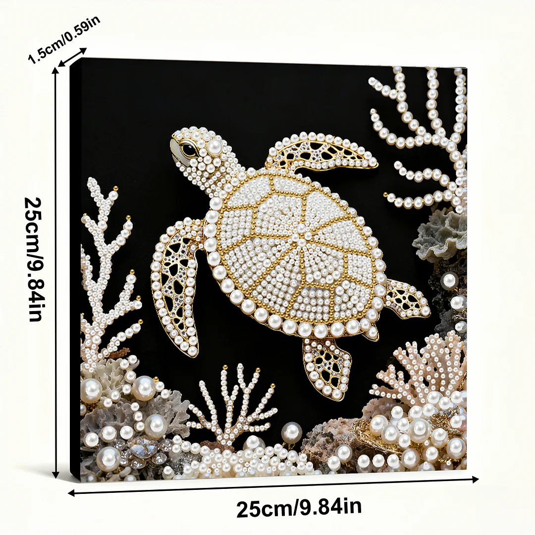 Framed Sea Turtle - Pearls Painting Kit for Creativity DIY Pearl Dot Crafts for Gift Home Wall Decor 25*25CM