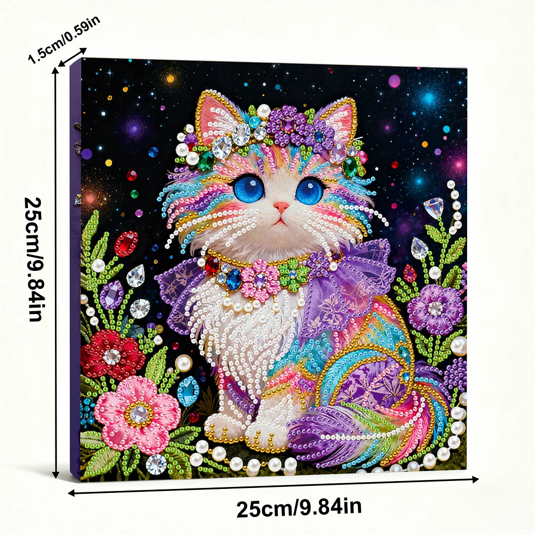 Framed Cat - Pearls Painting Kit for Creativity DIY Pearl Dot Crafts for Gift Home Wall Decor 25*25CM