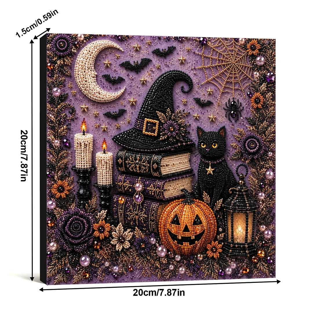 Framed Witch Hat - Pearls Painting Kit DIY Diamond Painting Pearl Dot Crafts 20x20CM