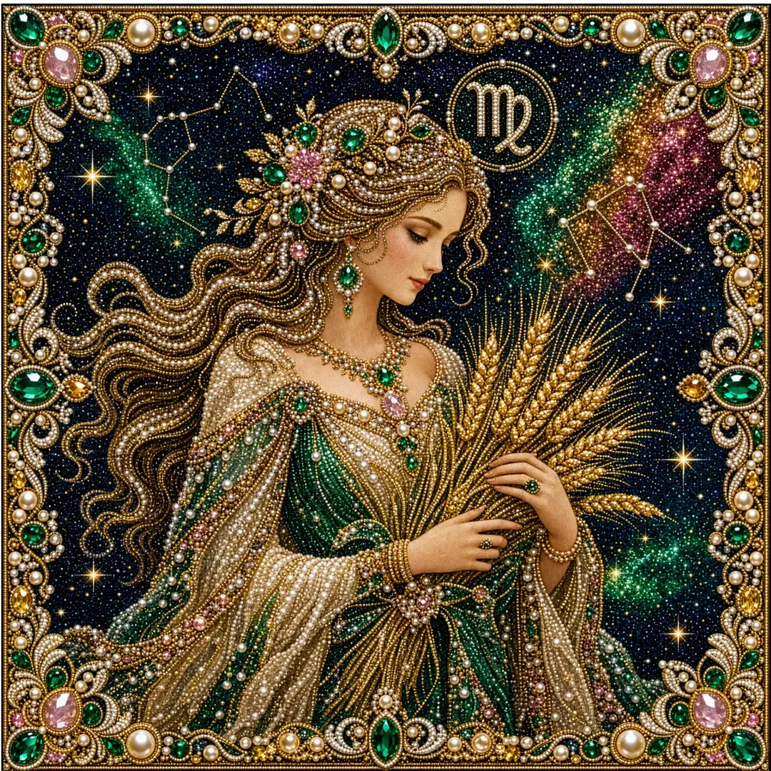 Framed Virgo - Pearls Painting Kit DIY Diamond Painting Pearl Dot Crafts 20x20CM