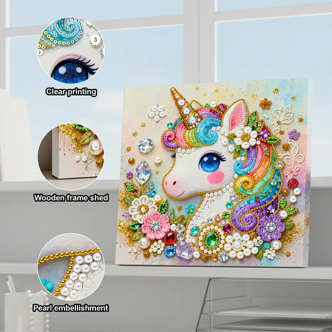 Framed Unicorn - Pearls Painting Kit for Creativity DIY Pearl Dot Crafts for Gift Home Wall Decor 25*25CM