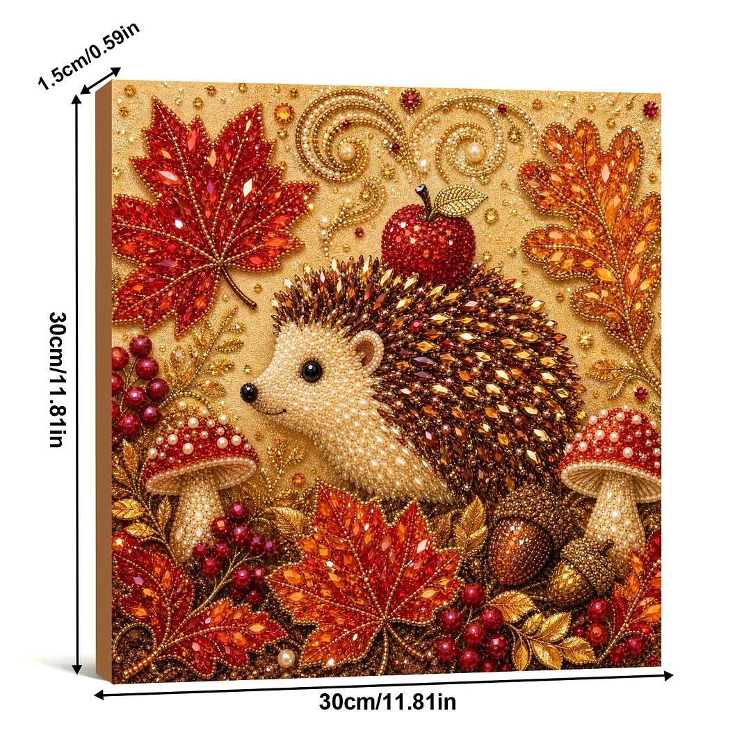 Framed Maple Leaf Hedgehog - Pearls Painting Kit DIY Halloween Diamond Painting Pearl Dot Crafts 30x30CM