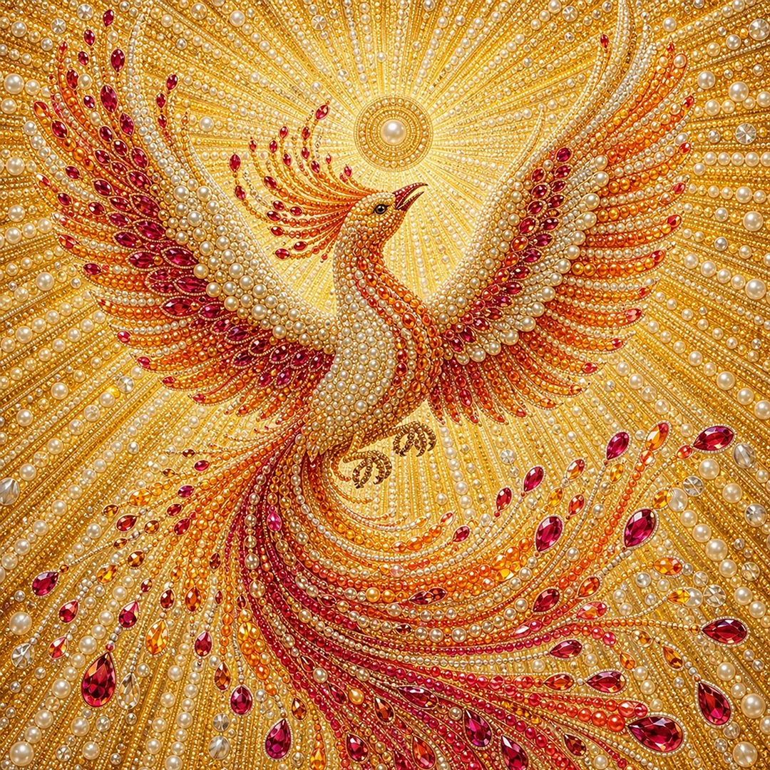 Phoenix Pearl Full DIY 5D Round Drill Gem Art Diamond Painting Kits 15.75x15.75 in Diamond Dots Paintings Picture Arts C