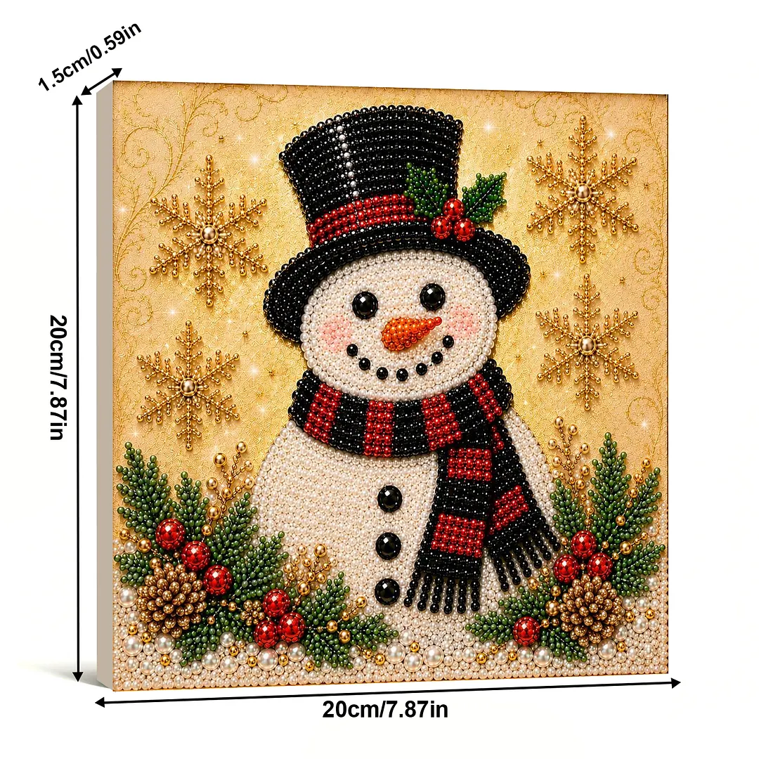 Framed Snowman - Pearls Painting Kit DIY Diamond Painting Pearl Dot Crafts 20x20CM
