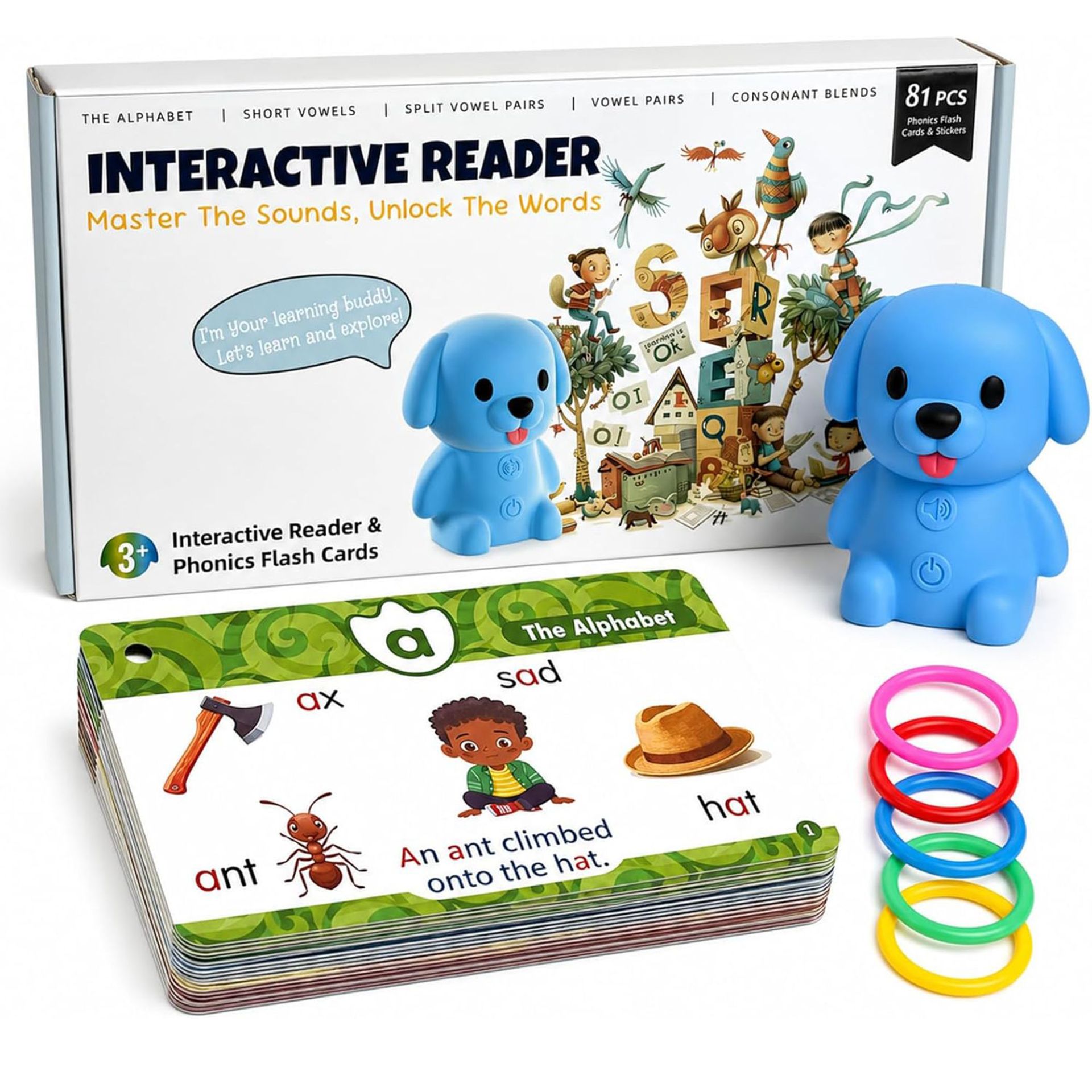 🐶Kids English Phonics Learning Machine – Interactive Flash Cards Reader for Early Learning, Spelling & Vocabulary Development