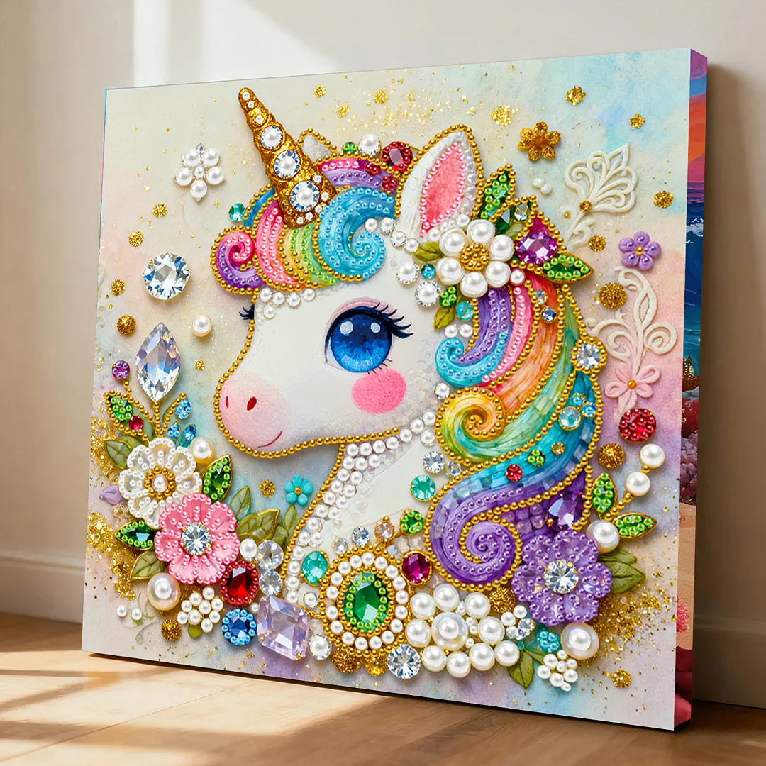 Framed Unicorn - Pearls Painting Kit for Creativity DIY Pearl Dot Crafts for Gift Home Wall Decor 25*25CM