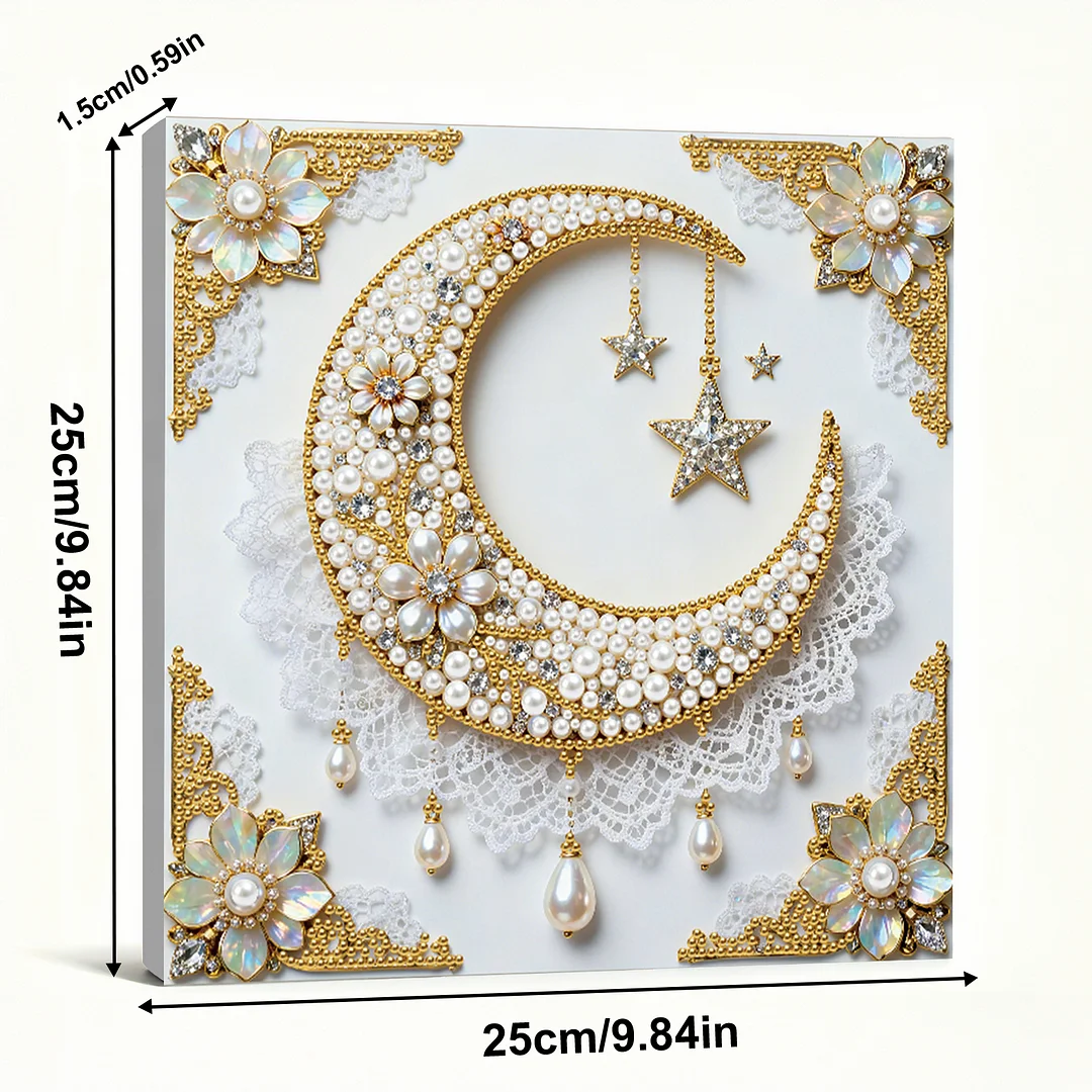 Framed Stars And Moon - Pearls Painting Kit for Creativity DIY Pearl Dot Crafts for Gift Home Wall Decor 25*25CM