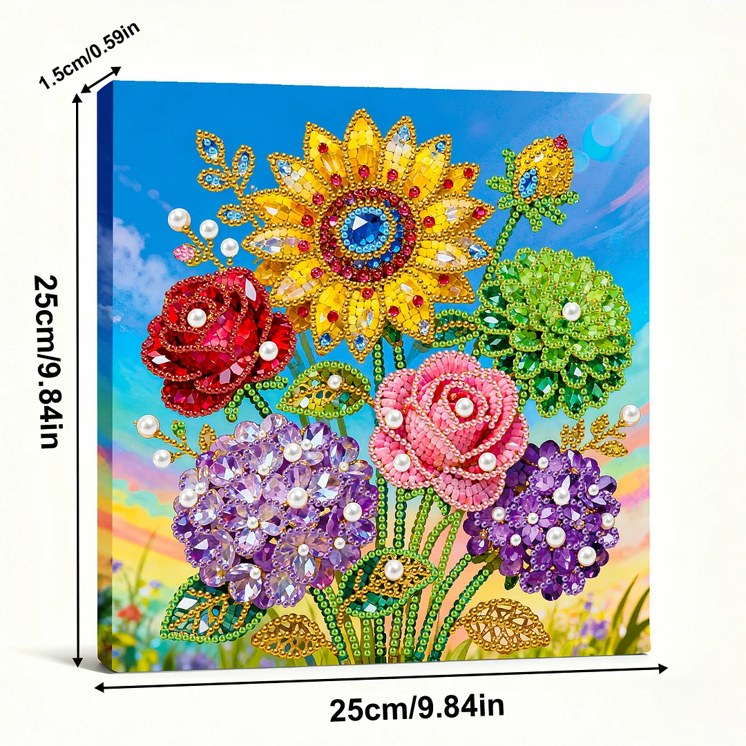 Framed Sunflower - Pearls Painting Kit for Creativity DIY Pearl Dot Crafts for Gift Home Wall Decor 25*25CM